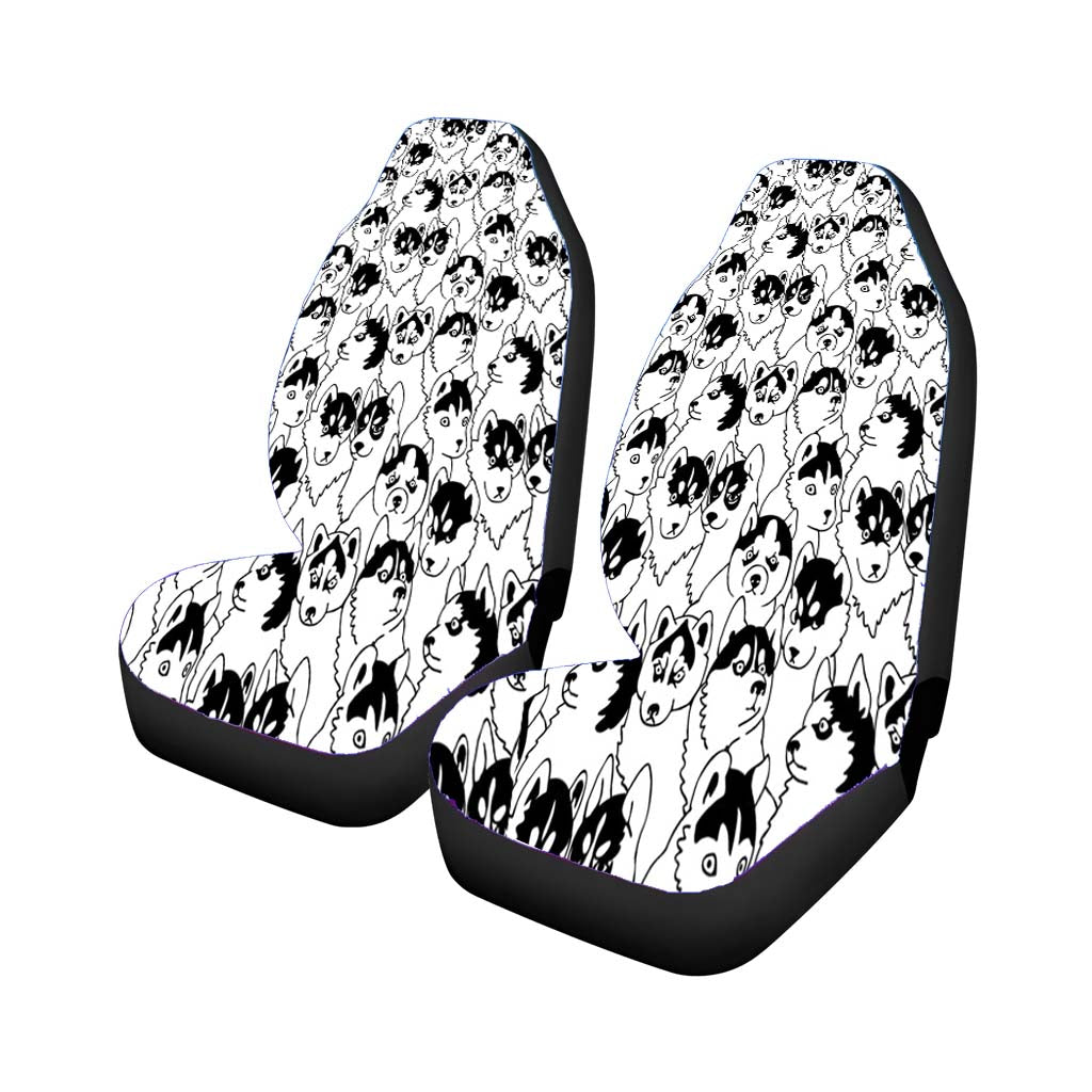 Black White Husky Pattern car Seat Covers