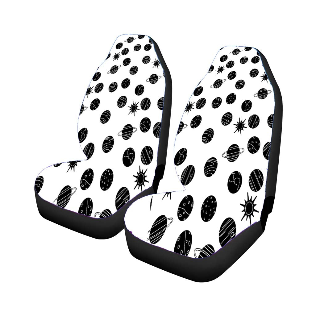 Black White Planet Pattern Doodle car Seat Covers