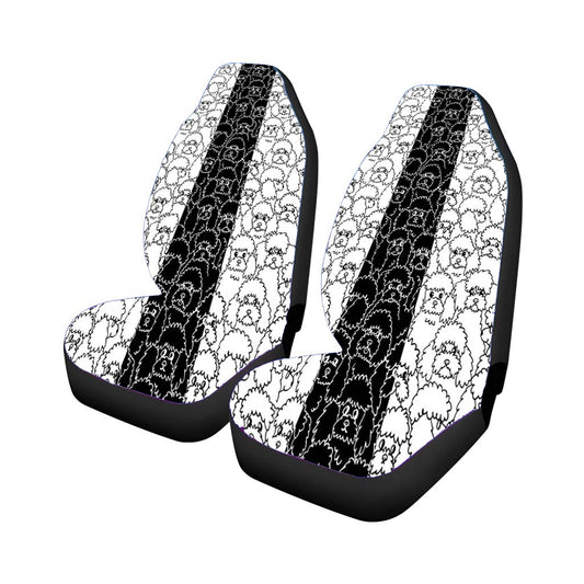 Black White Poodle Pattern Universal Fit Car Seat Covers