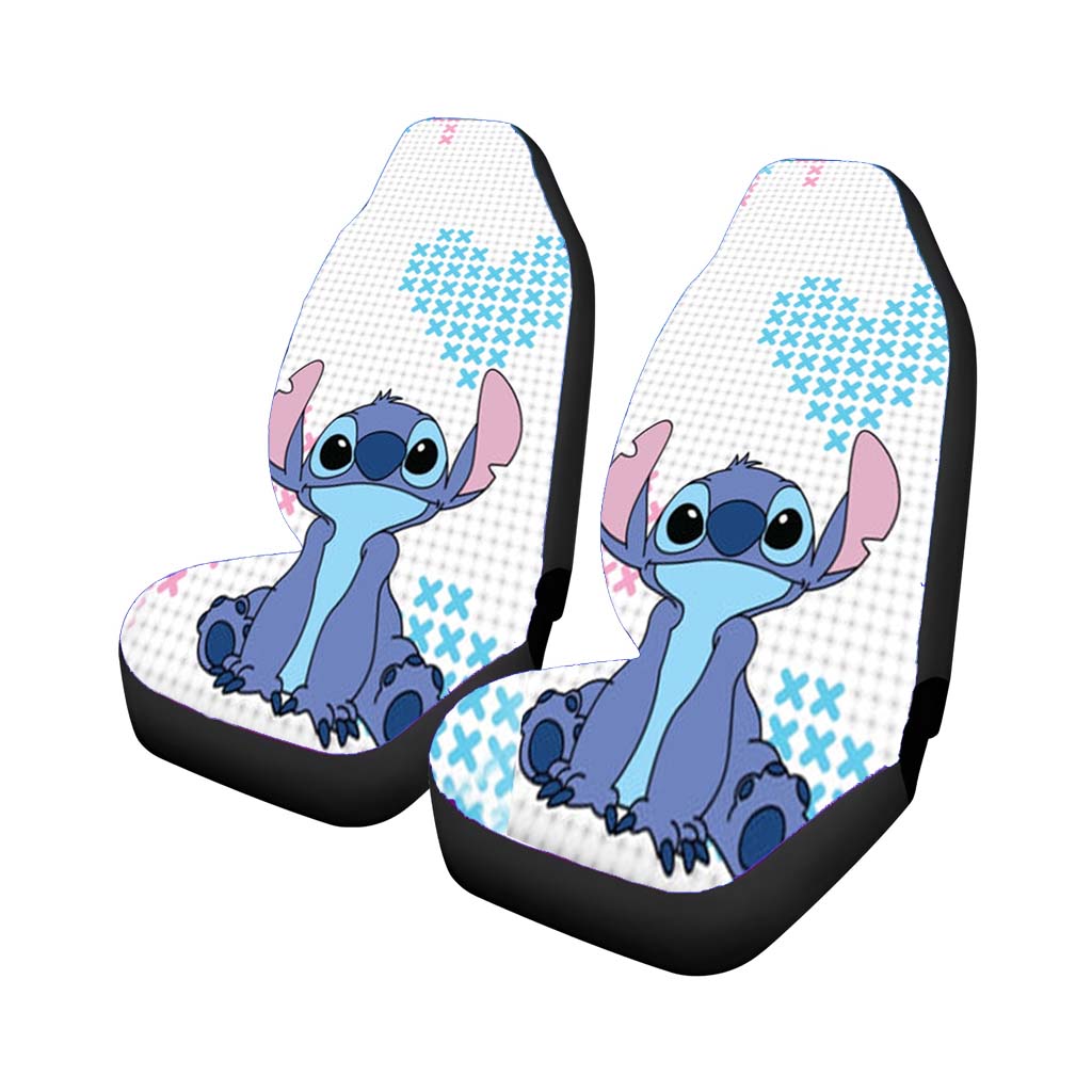Blue Alien Hearts car Seat Covers
