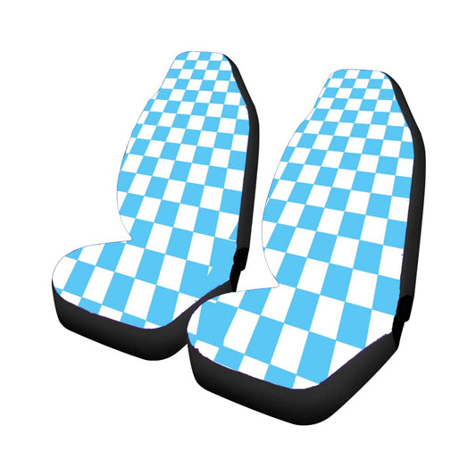 Blue Checkered Board Pattern Color Universal Fit Car Seat Covers