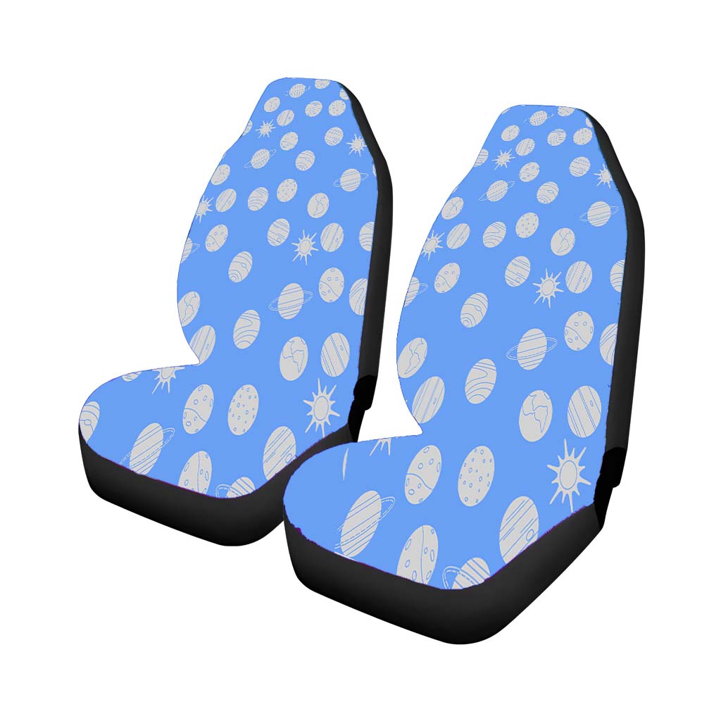 Blue Grey Planet Pattern Doodle car Seat Covers