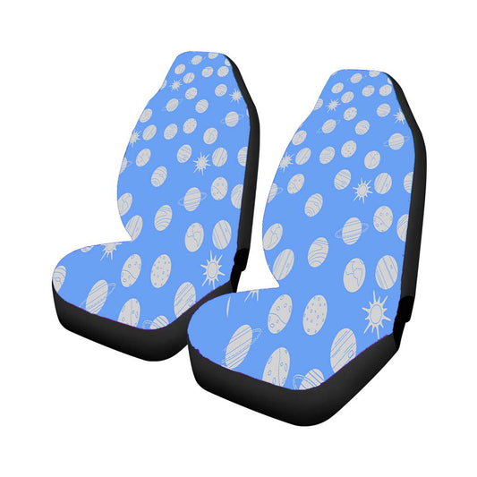 Blue Grey Planet Pattern Doodle Universal Fit Car Seat Covers