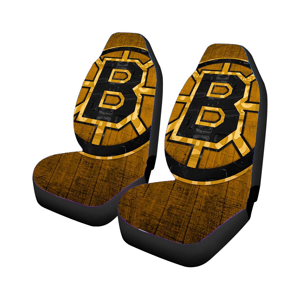 Boston Bruins Art Wood Texture Logo car Seat Covers