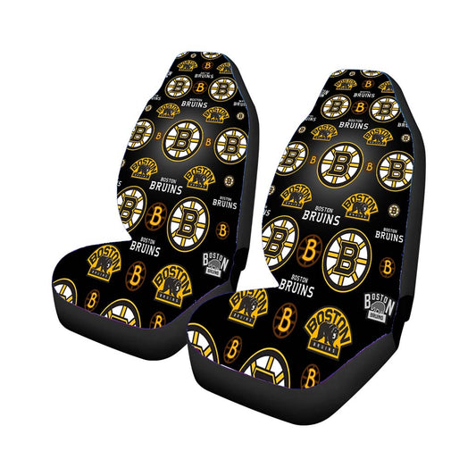 Boston Bruins Logo Pattern Black Universal Fit Car Seat Covers