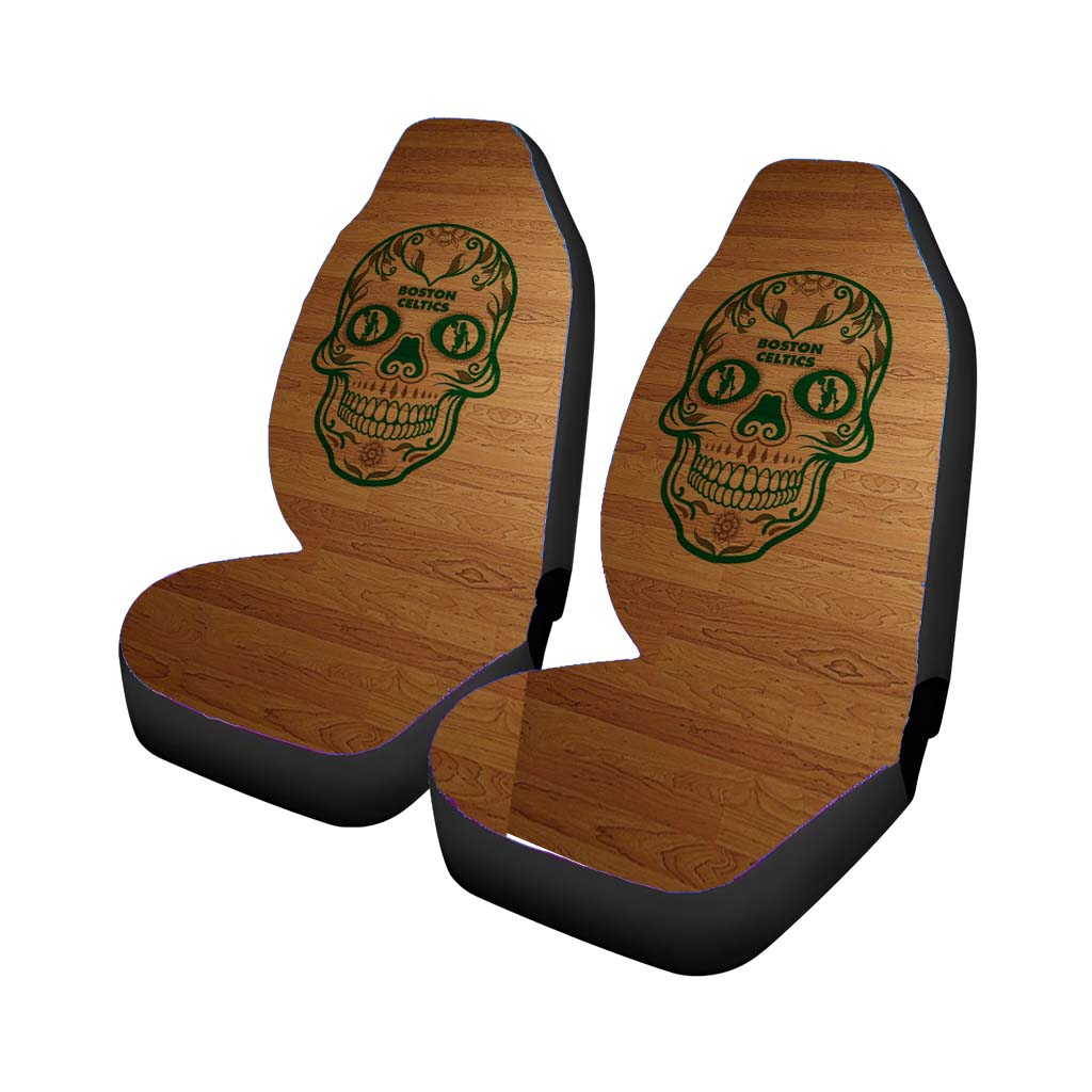 Boston Celtics Sugar Skull Wooden Wallpapers car Seat Covers