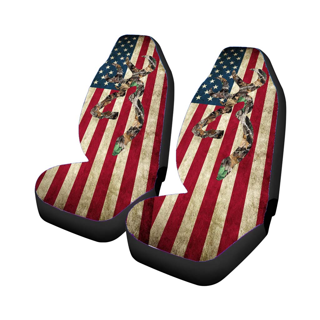 Browning Deer Real Tree Camo Usa Flag car Seat Covers