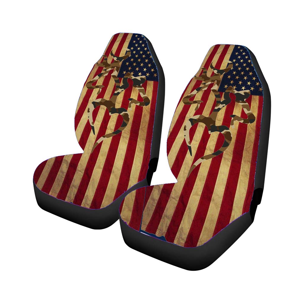 Browning Deer Realtree Camo Vintage Usa Flag car Seat Covers