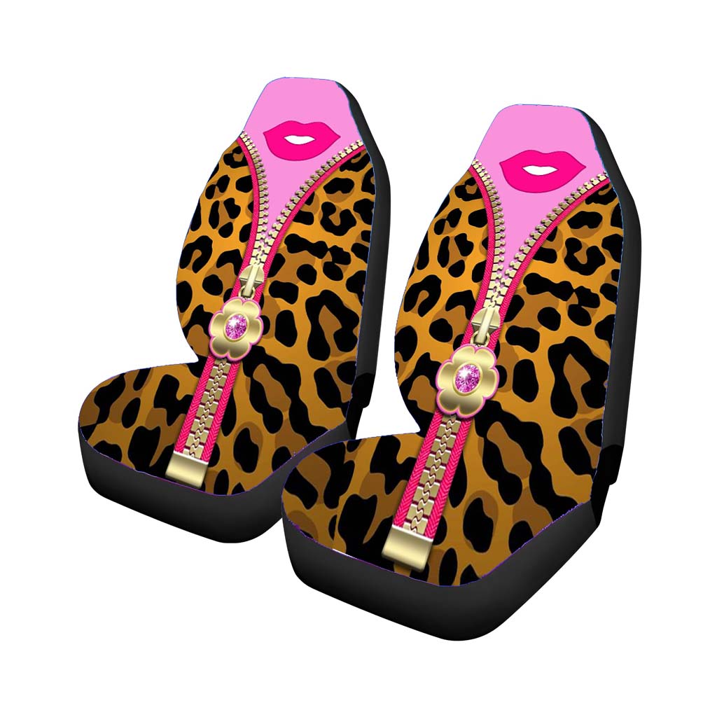 Cheetah Zipper Pattern And Lips Pink car Seat Covers