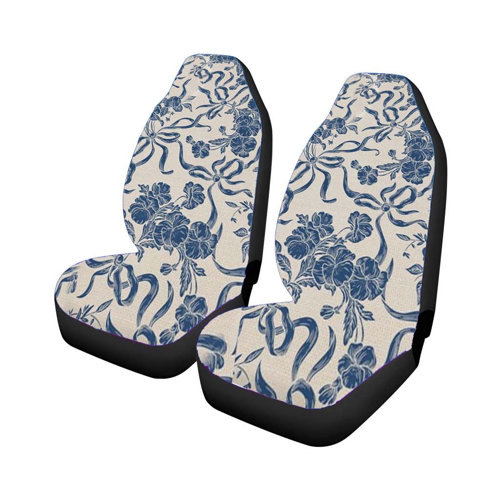 Chic Modern Vintage Ivory Navy Blue car Seat Covers