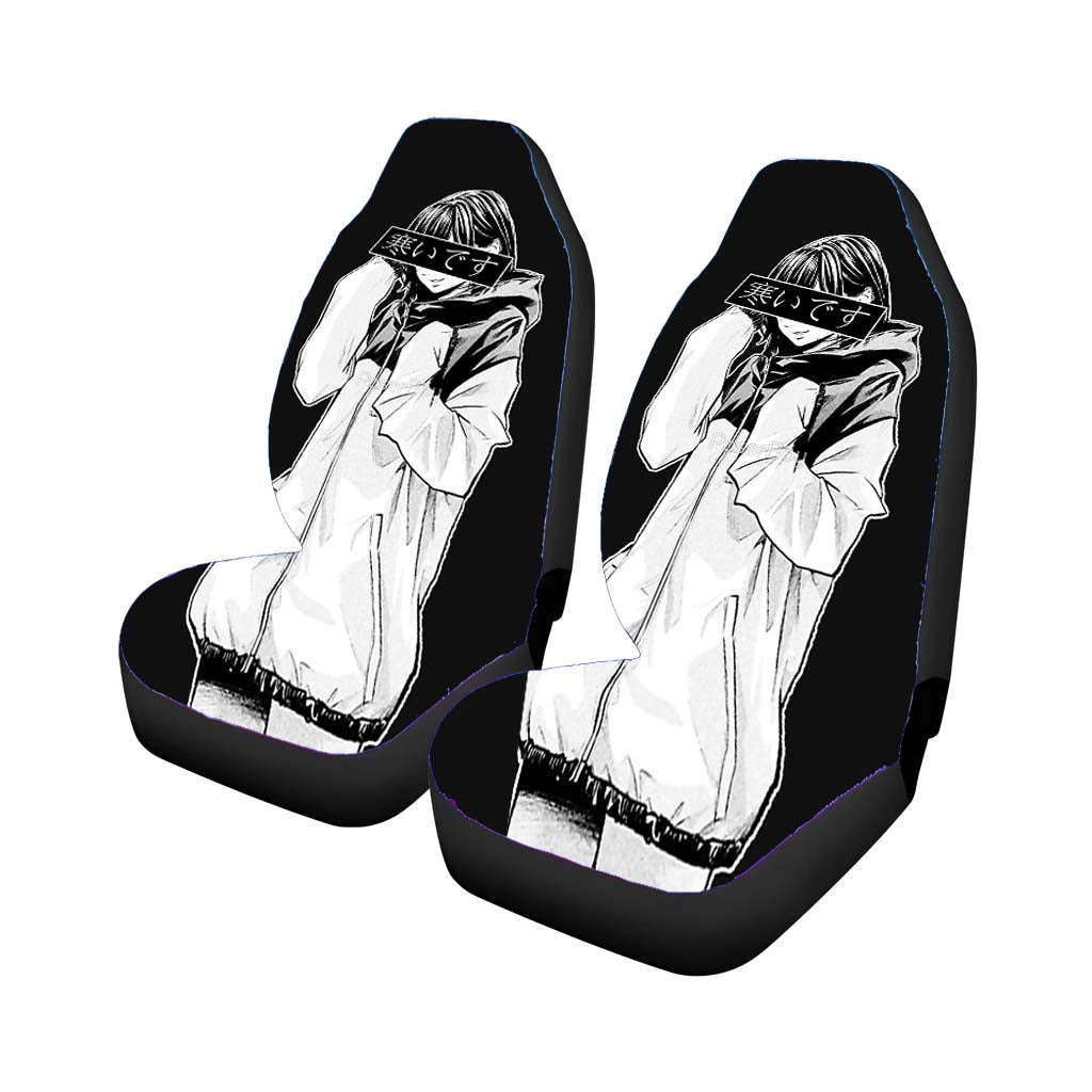 Cold Black White Sad Japanese Aesthetic car Seat Covers