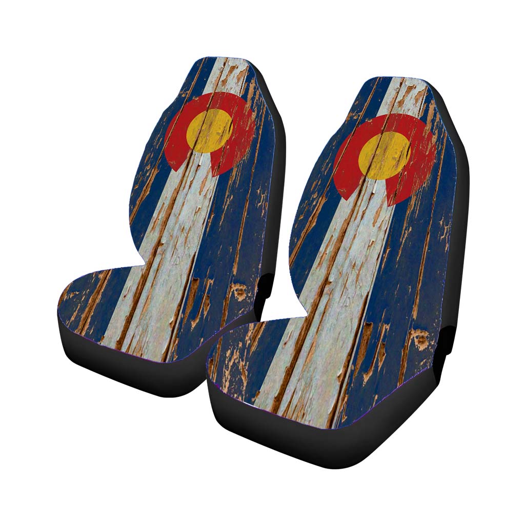 Colorado State Wood Flag car Seat Covers