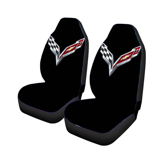Corvette Emblem Black Logo Universal Fit Car Seat Covers