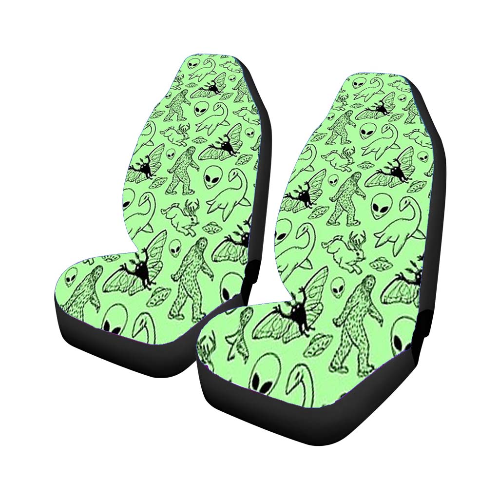 Cryptid Pattern Green Lines car Seat Covers