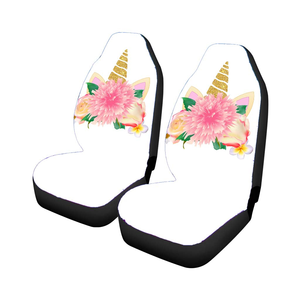 Cute Unicorn Head With Flower car Seat Covers