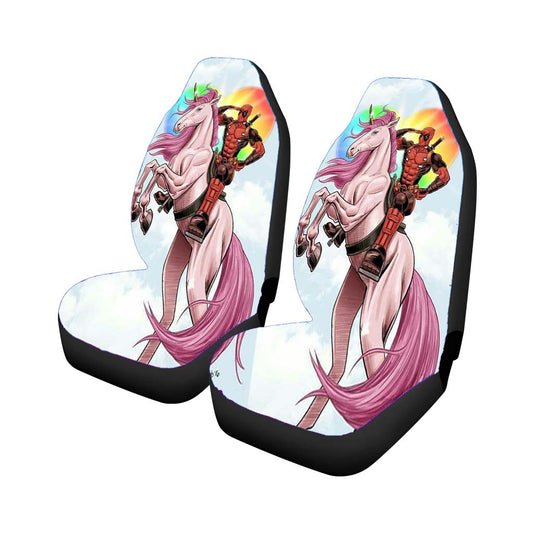 Deadpool Riding With Unicorn Car Seat Covers
