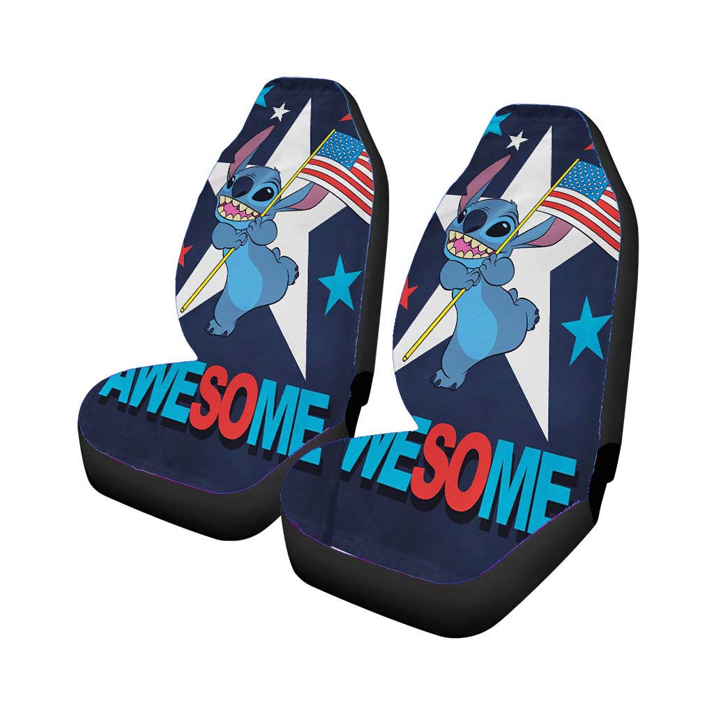 Disney Stitch Patriotic Awesome car Seat Covers