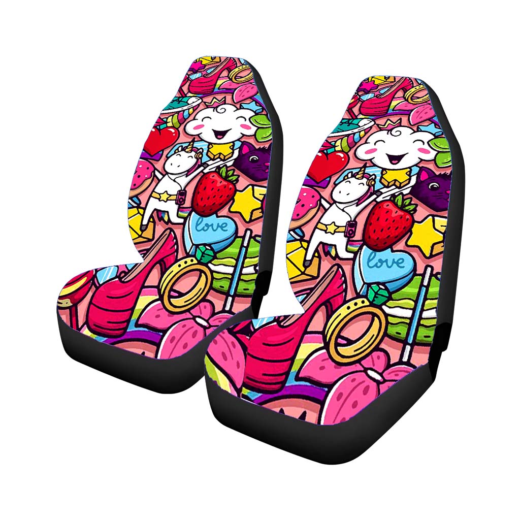 Doodle Unicorn And Shoes car Seat Covers