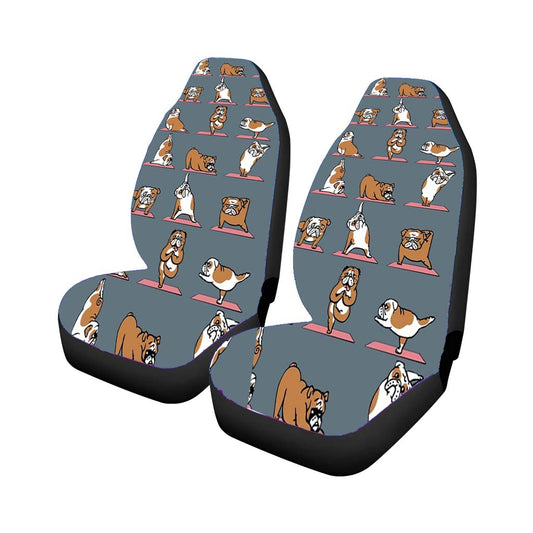 English Bulldog Yoga Pattern Universal Fit Car Seat Covers