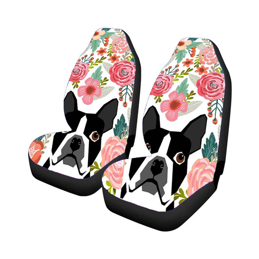 Floral Pug Puppy Car Seat Covers