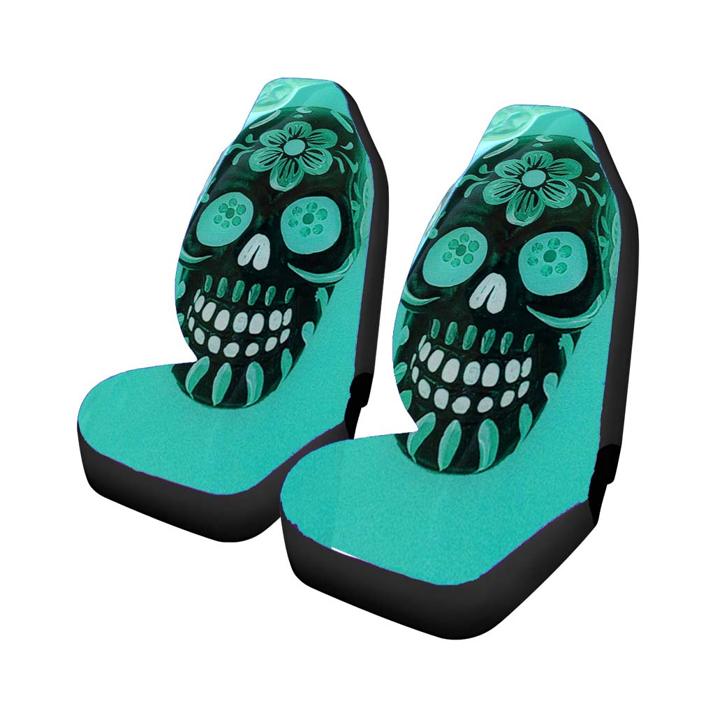 Floral Sugar Skull Turqoise car Seat Covers