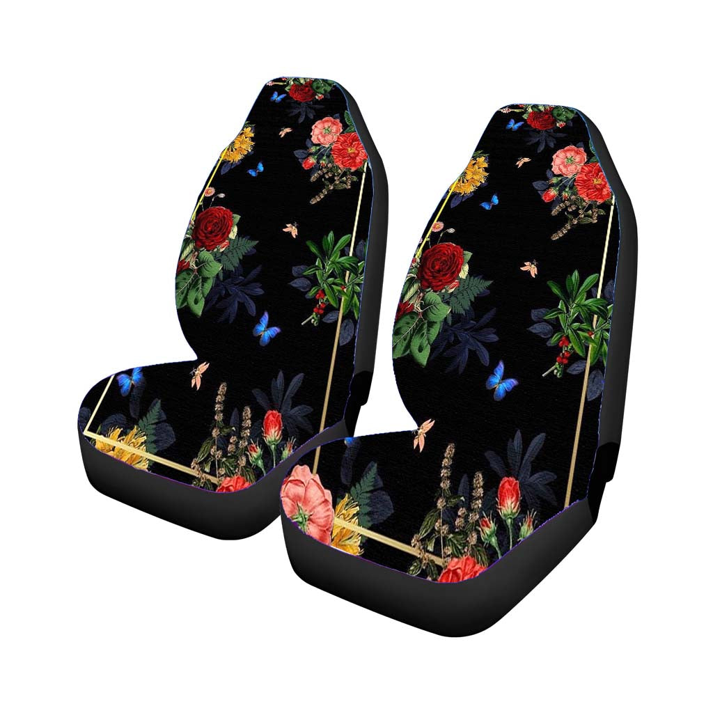 Flower Black Tropicals car Seat Covers