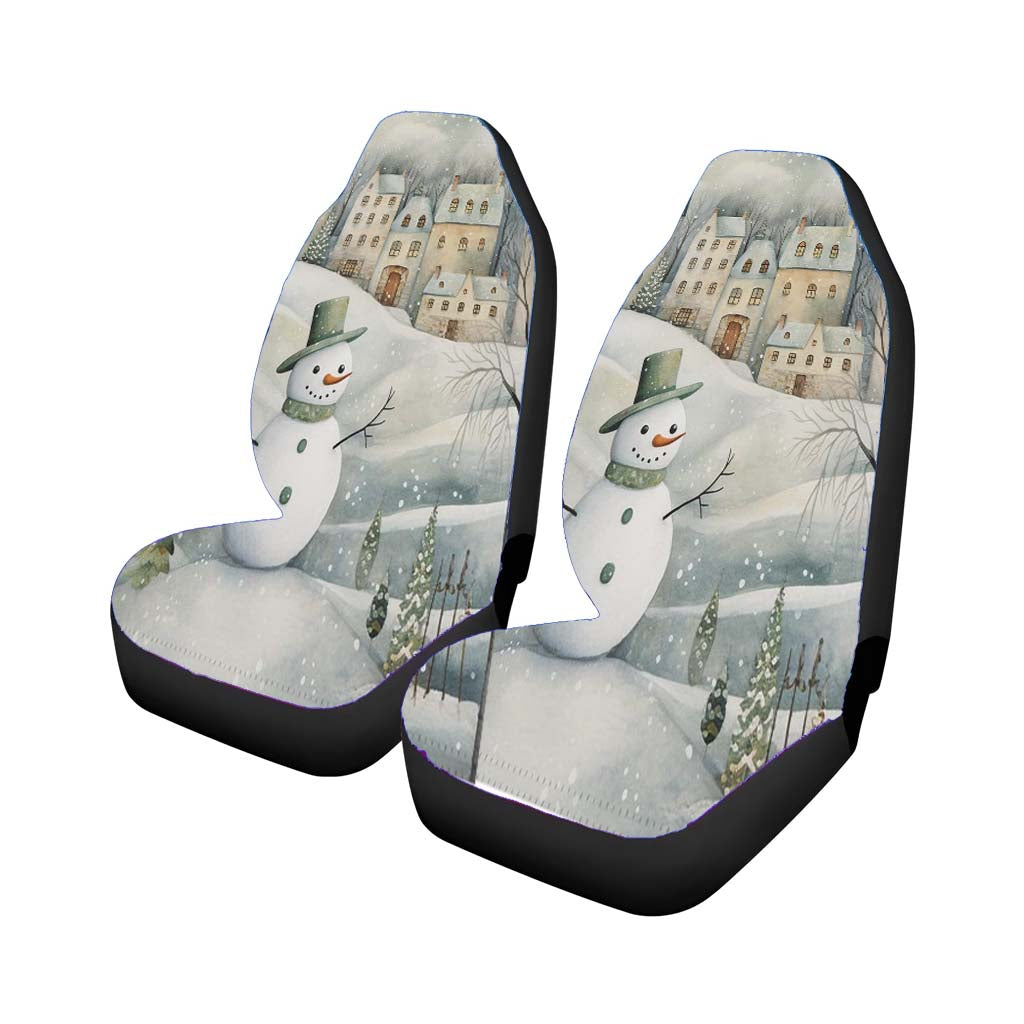 Folk Art Snowman Winter Village car Seat Covers