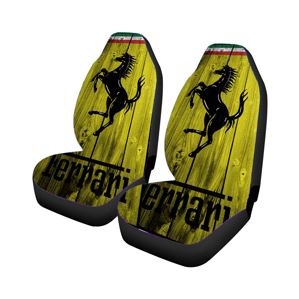 Full Ferrari Logo Dark Wood Wallpaper car Seat Covers