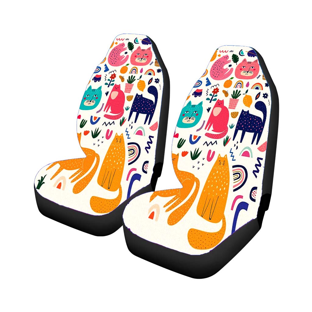 Funny Cat And Fruits Pattern car Seat Covers