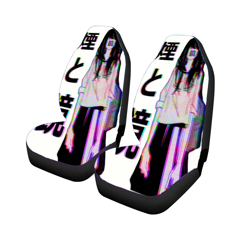 Glitchyaesthetic Sad Japanese car Seat Covers