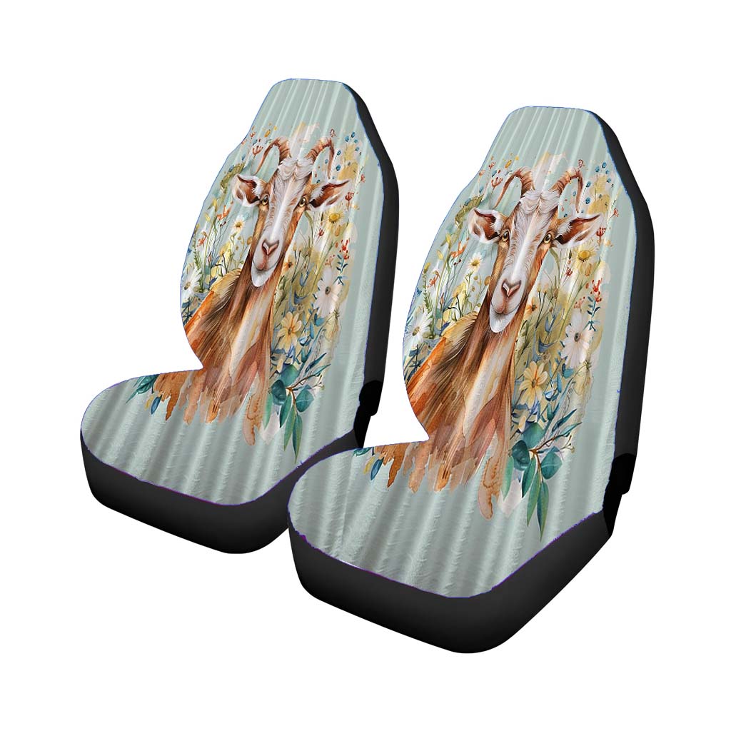Goat In Wildflowers car Seat Covers