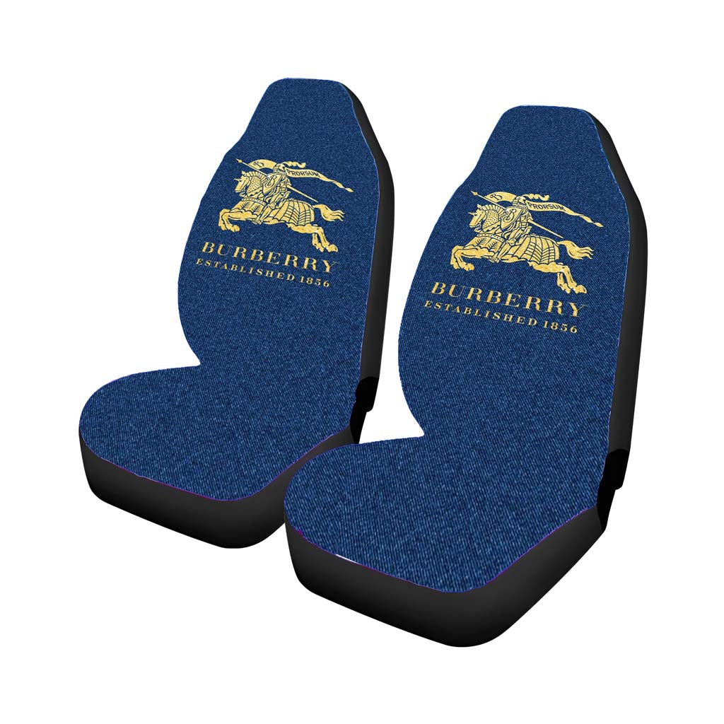 Gold Burberry On Blue Glitter Car Seat Covers