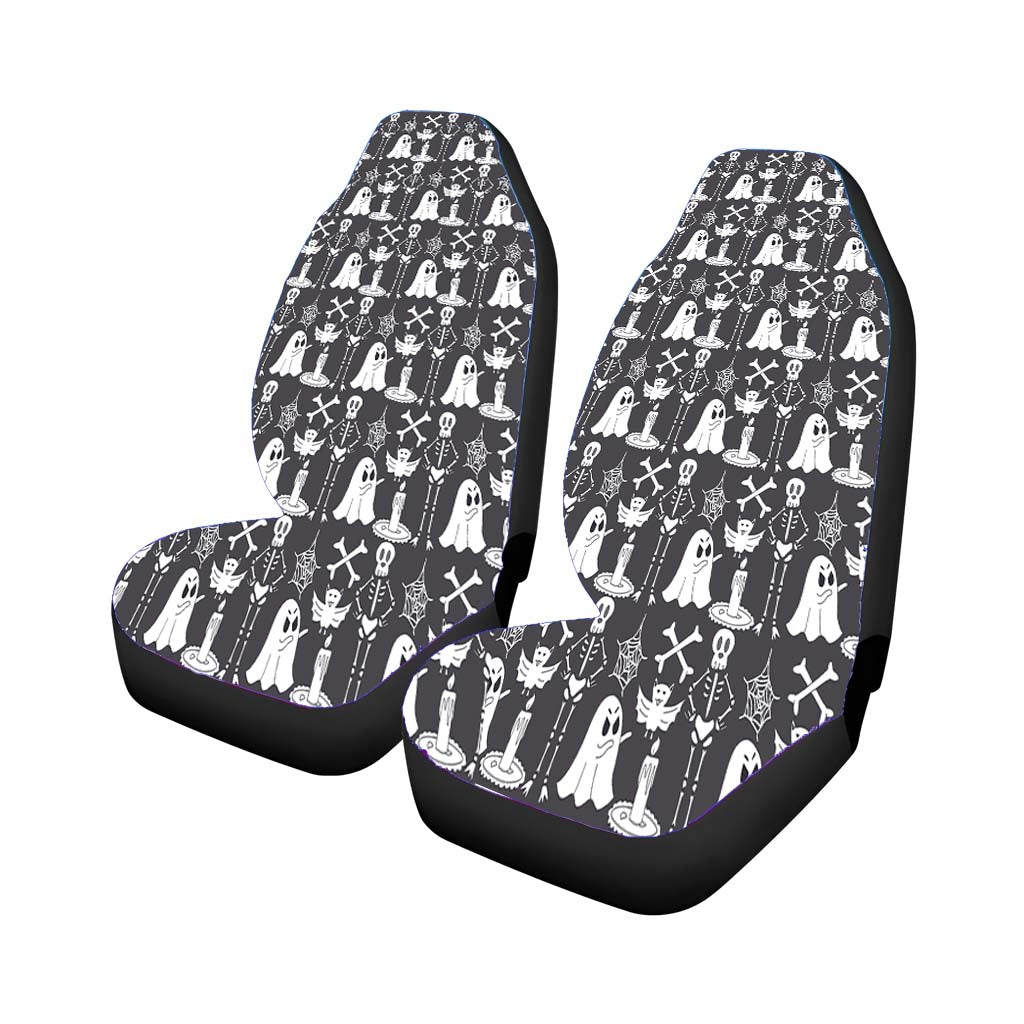 Grayscale Pattern Halloween Ghost Skeleton car Seat Covers