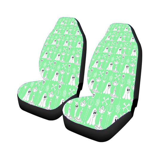 Green Pattern Halloween Ghost Skeleton Art Car Seat Covers