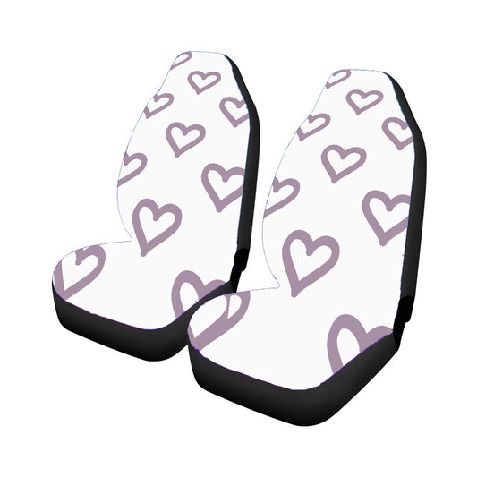 Grey Purple Color Love Heart Pattern Car Seat Covers