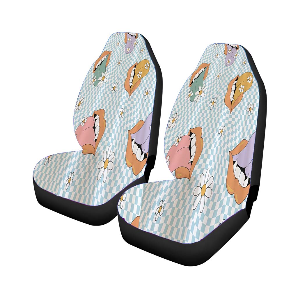 Handdrawn Floral Vampy Lip Art car Seat Covers