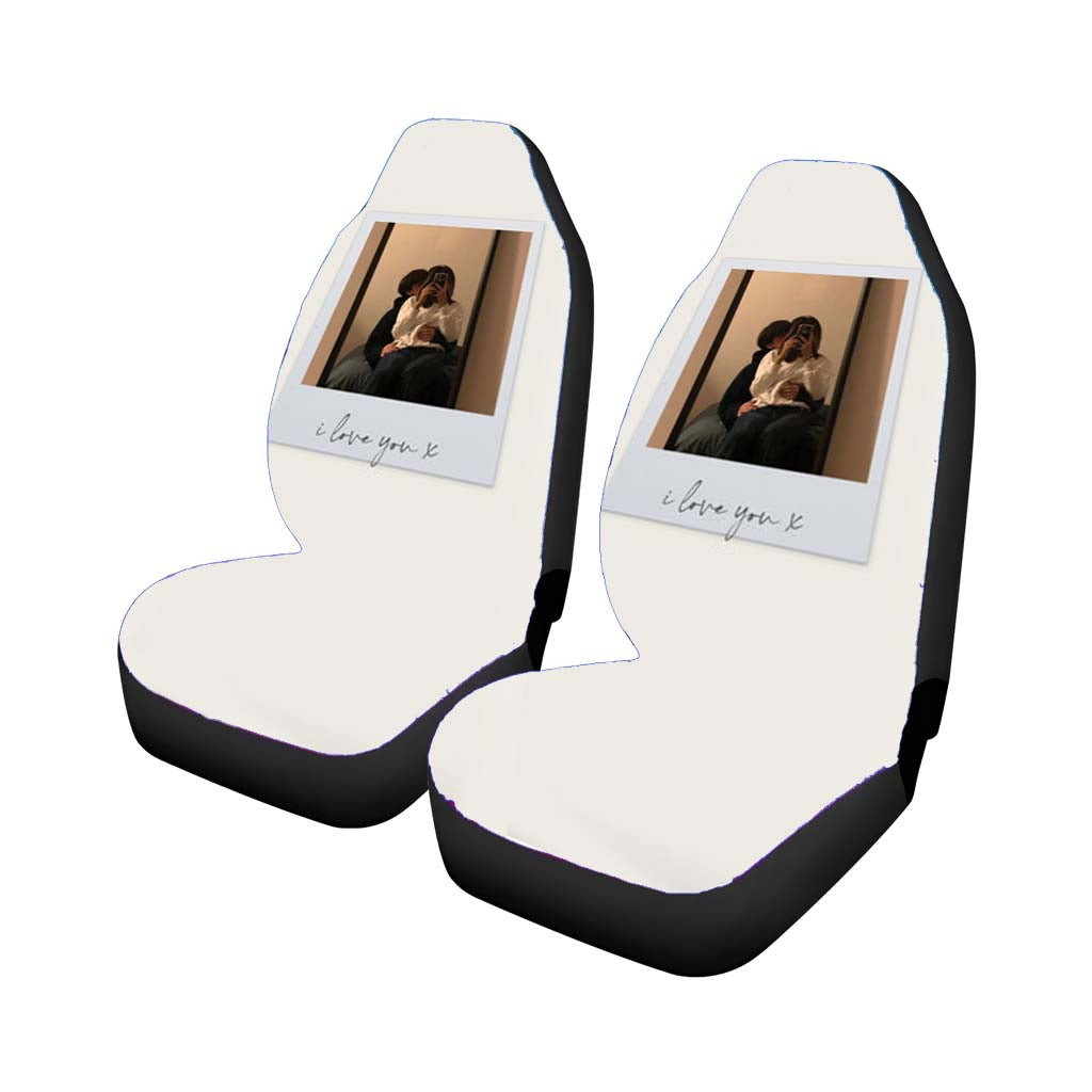 I Love You Polaroid - Personalised Couples car Seat Covers