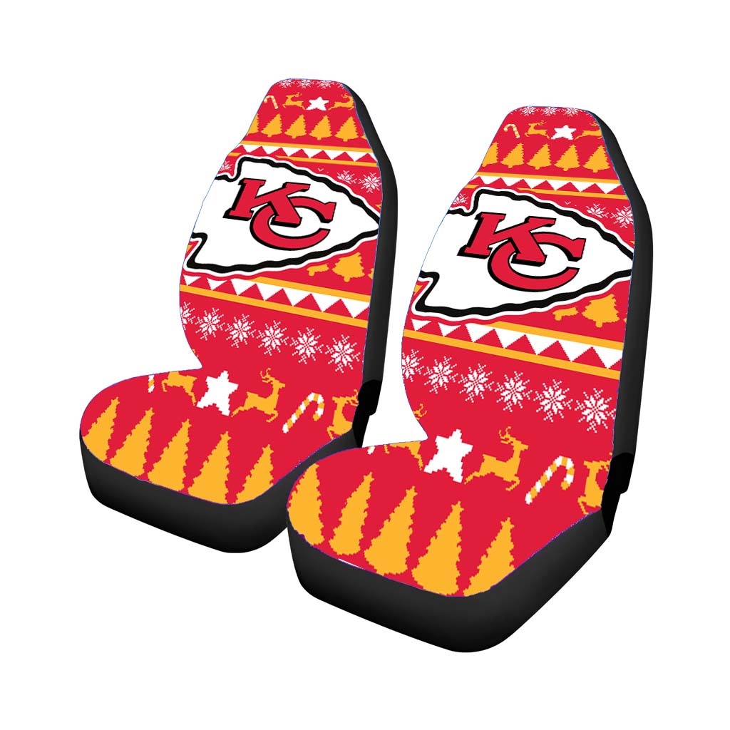 Kansas City Chiefs Christmas Sweater car Seat Covers