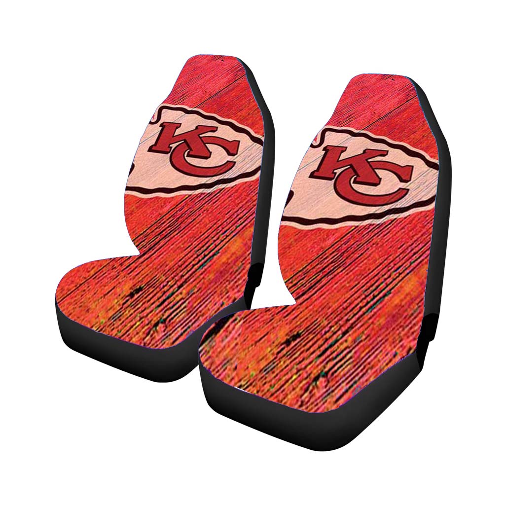 Kansas City Chiefs Colored Wood Logo car Seat Covers