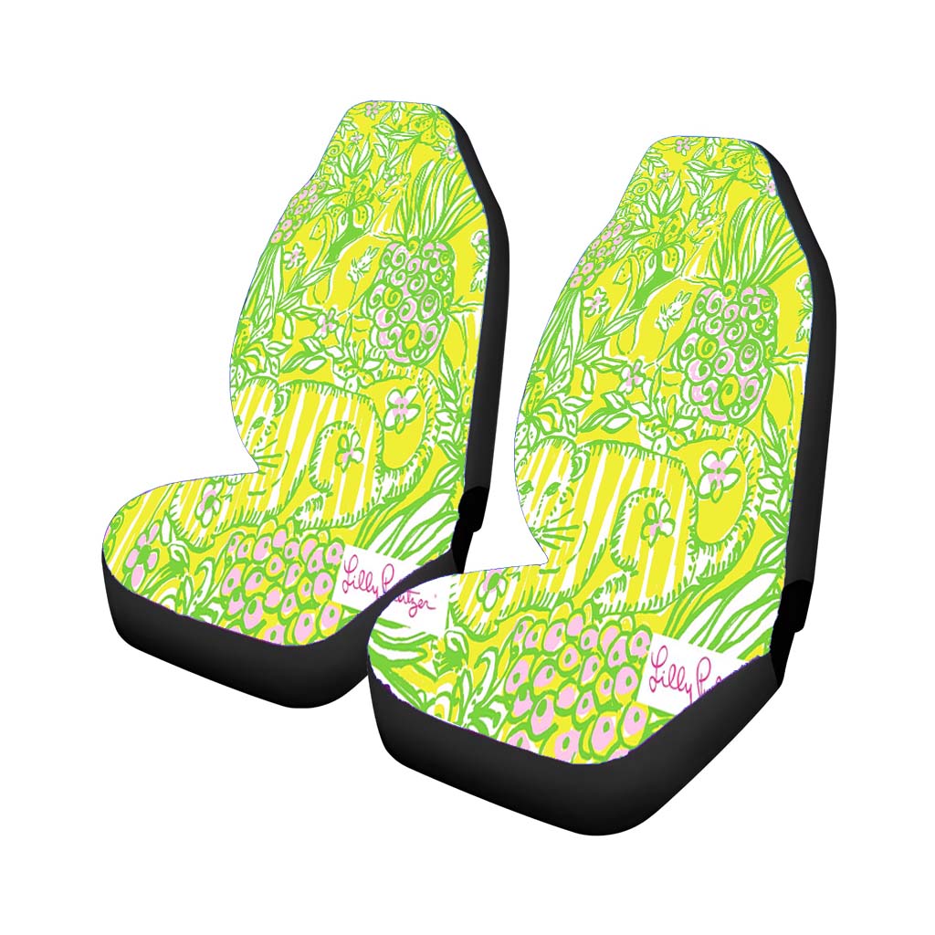 Lilly Pulitzer Crazy Cat House car Seat Covers