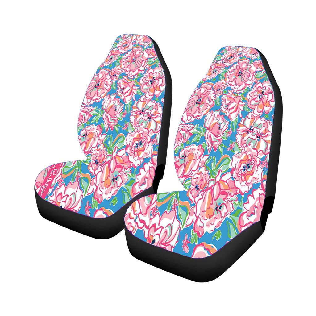 Lilly Pulitzer Summer Flower Pink Flamingo car Seat Covers
