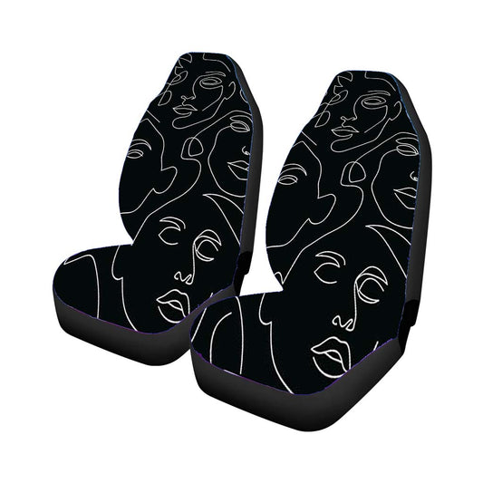 Line Face Art Pattern Universal Fit Car Seat Covers