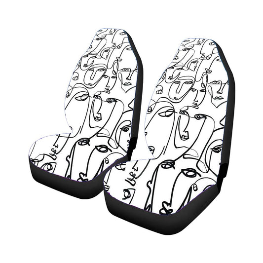 Line Face Pattern Universal Fit Car Seat Covers
