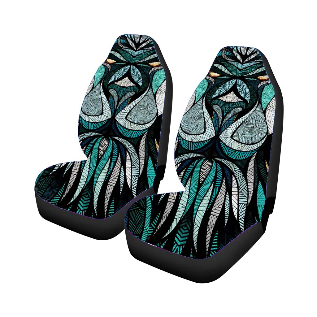Lion Abstract Art Blue Mosaic car Seat Covers