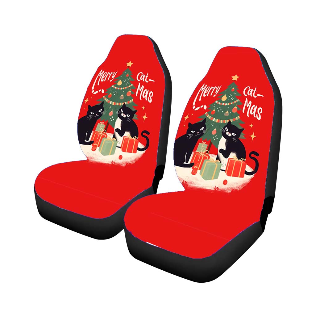 Merry Cat-Mas Funny Cats Christmas Tree car Seat Covers