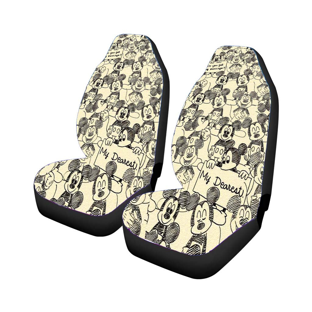 Mickey Mouse Pattern Canvas Silhouette car Seat Covers