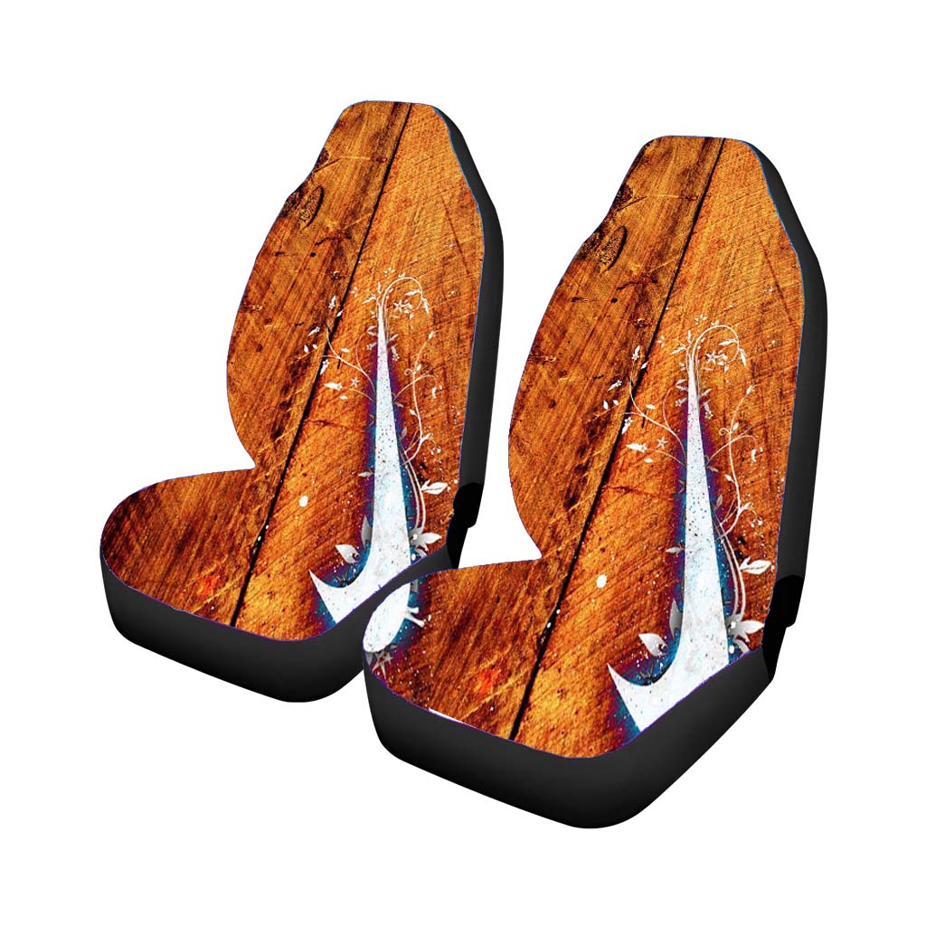 Nike Logo In Wood car Seat Covers