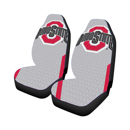 Ohio State Logo Honeycomb With Red Universal Fit Car Seat Covers
