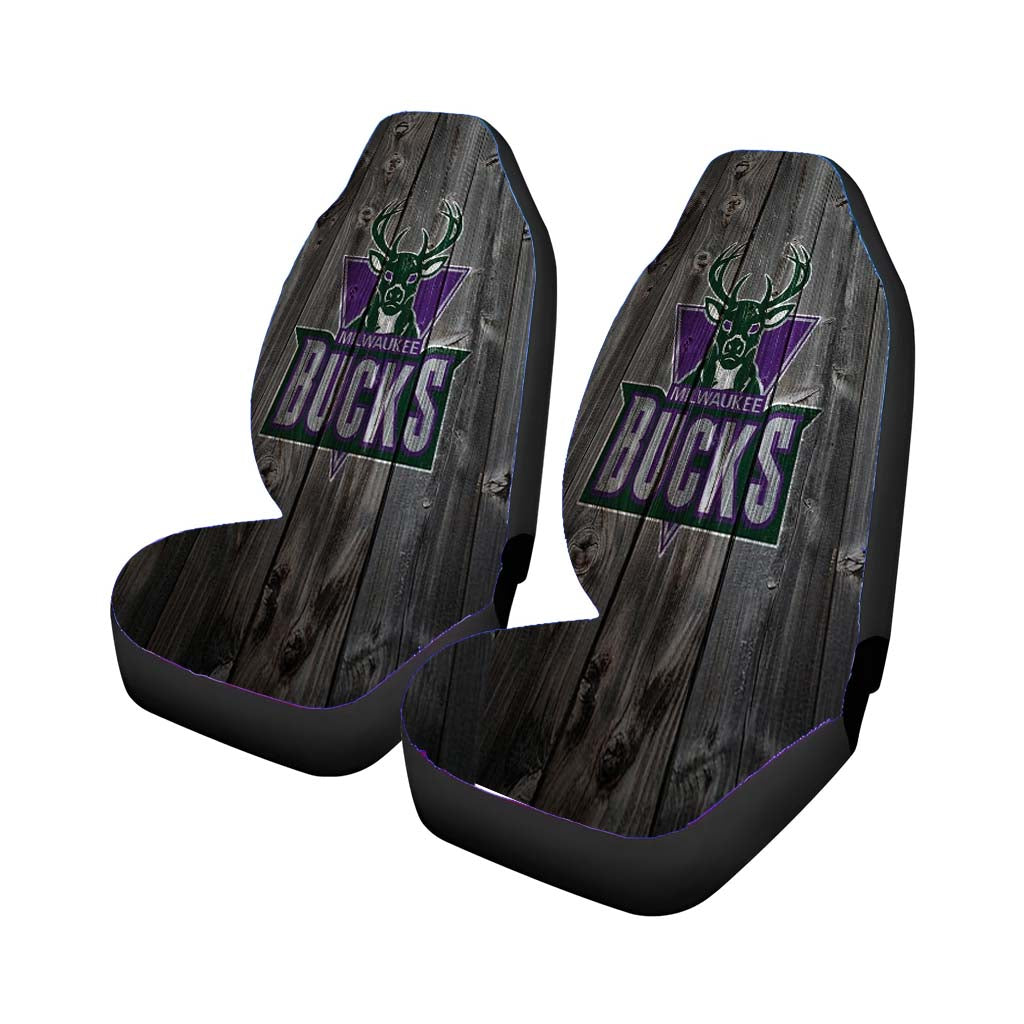 Old Milwaukee Bucks Nba Logo Dark Wood Wallpaper car Seat Covers