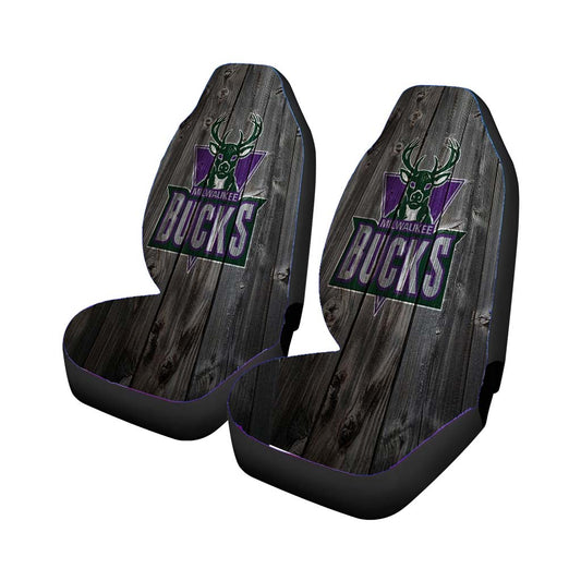 Old Milwaukee Bucks Nba Logo Dark Wood Wallpaper Universal Fit Car Seat Covers